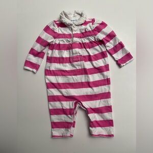 Ralph Lauren Pink and White Striped Footie